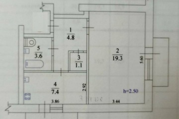 1-к квартира, 42 м², 3/5 эт.